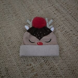 Reindeer Knit Beanie with Pom Pom